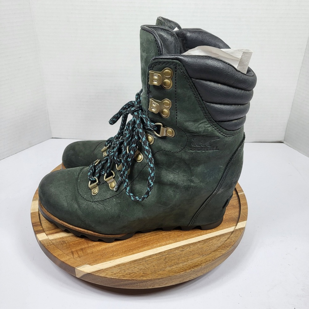Sorel Joan of Arctic Wedge II Women 8 Green Waterproof Nubuck LL5333-011